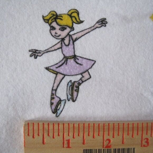 Ice Skater Skating Flannel Cotton Fabric - Picture 2 of 3